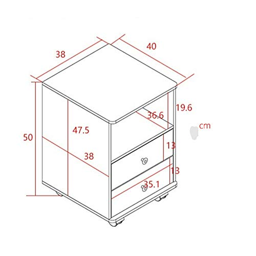 JYDQM Bedside Cabinet Bedroom Furniture with Double Drawers, Home Wooden Bedside Storage Cabinet