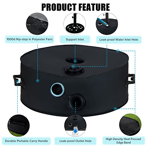 RELEDESA 1000D Round Umbrella Base Weight Bag, Up to 50 lbs Water, Parasol Base Weights Bag with 2 Handles, Suitable for 3.15" Diameter of Outdoo