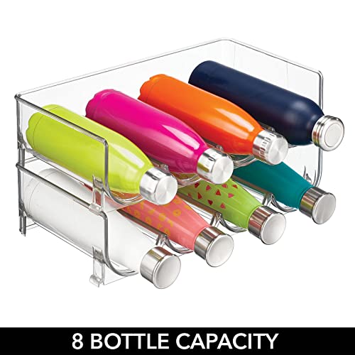 mDesign Plastic Free-Standing Stackable Bottle Storage Rack, for Kitchen Countertop, Fridge, Freezer; Organizer for Water Bottles, Sports Drinks;