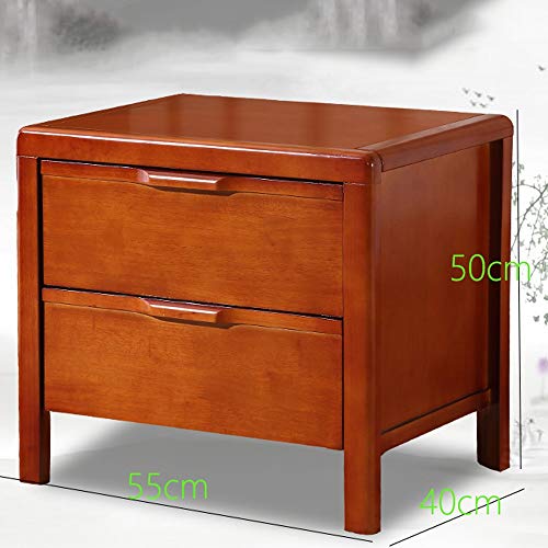 LUKEO Solid Wood Bedside Table Simple Environmental Protection Bedside Table,Double Drawer Bedroom Mini Bedside Table