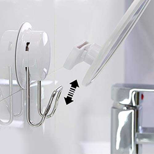 Hahhhha Makeup Mirror Suction Cup, Wall Mounted Bathroom Shaving Mirror with 360 Degree Adjustable Swivel Gooseneck, Round Vanity Beauty Mirror(W