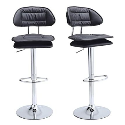 Warmiehomy Bar Stools Set of 2,Height Adjustable Swivel Barstools Comfortable Luxury PU Leather Padded Breakfast Bar stool with Backrest,Upholste