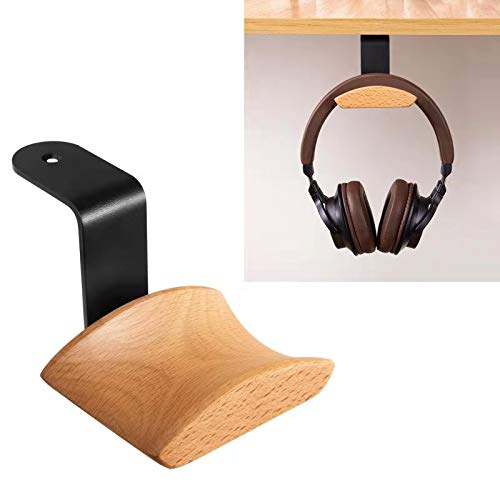 Headphone Hanger Holder Wall Mount,Headset Stand Hook Under Desk Beech Wood Earphones Hanger for Audio,Studio and PC Gaming Headphones(Beech-Z)