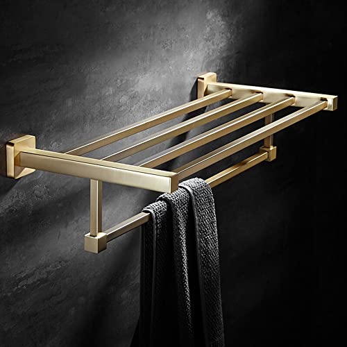 HIGOH Towel Racks,Bathroom Towel Rack Wall Mounted Towel Holder,Bathroom Accessories Solid Brass Towel Bar/Rack,Brushed Towel Holder,Bath Shelves