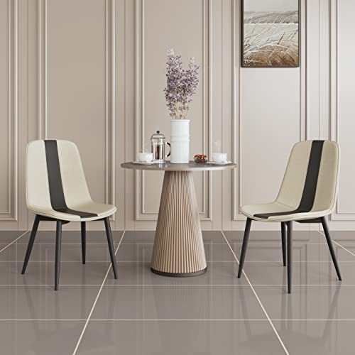 Meerveil Dining Chairs Set of 2, Fabric Upholstered Seat with Metal Legs, Modern Stitching Design for Dining Room Living Room Reception Office, W