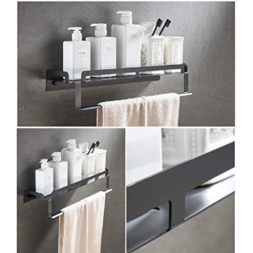 N/A Multifunctional Towel Rack- Black Space Aluminum Towel Racks, Bathroom Towel Shelf with Towel Bar Holder, Wall Mounted Multifunctional Towel