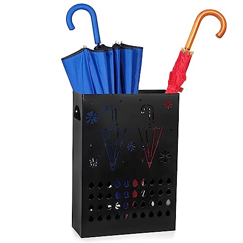 Coloch Metal Umbrella Stand Rack, Freestanding Umbrella Holder Bin Multipurpose Cane Storage Rack with Weighted Base for Umbrella, Walking Stick,