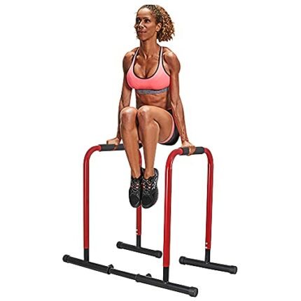 Power Tower Dip Station, Multi-Functional Pull Up Bar with Adjustable Length, Heavy Duty Strength Training Fitness Equipment Max Load 440lbs