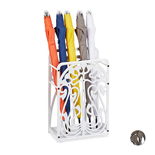 Relaxdays Cast Iron Umbrella Stand, Rectangular, with Drip Tray, Massive, Vintage, HxWxD: ca 48.5 x 30.5 x 16 cm, Bronze, 16 x 30.5 x 48.5 cm