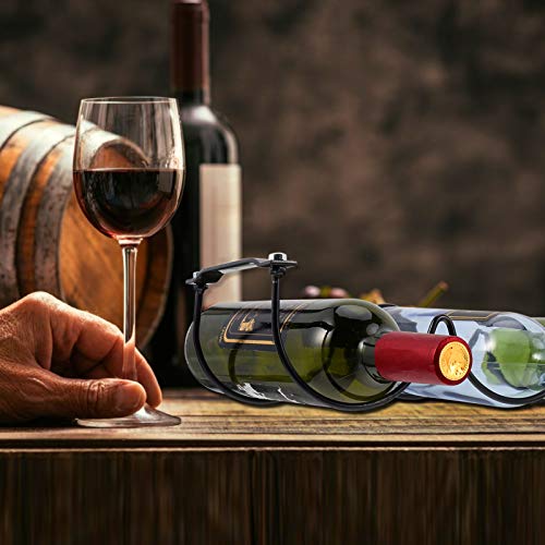 Hemoton 2pcs Under Cabinet Wine Rack Wrought Iron Liquor Bottles Organization Rack Farmhouse Decor Kitchen Storage for Bar Kitchen Black