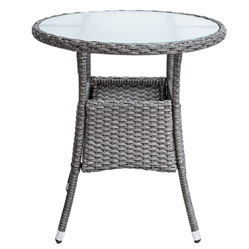 TJLSS 4-piece Resin Wicker Patio With Round Table, Gray Cushion Furniture Set Sofa-type Garden Pool Balcony
