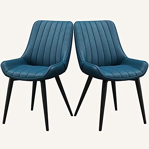 Modern Kitchen Dining Room Chairs PU Leather Dining Chairs Set Of 2 Kitchen Counter Chairs Leisure Living Room Corner Chairs With Metal Legs Seat