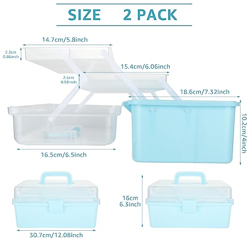 YAYODS 2 PCS 3 Layer Multipurpose Storage Box, Medicine First Aid Storage Box Home, Art & Crafts Case, Sewing Box with Handle for Craft, Cosmetic