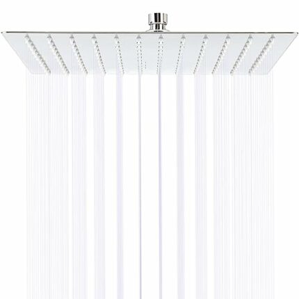 12 Inch Rainfall Shower Head Square Fixed Shower Head, Large Rainfall Showerhead Stainless Steel Ultra Thin Rain Shower Head, Bathroom Top Spray