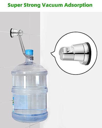 Hibbent Suction Cup Shower Head Holder, Removable Shower Head Bracket, Height Adjustable Shower Wand Holder & Wall Mount No Drill Shower Head Bra