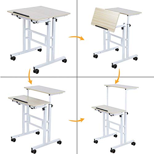 sogesfurniture Height Adjustable Stand up Desk Computer Stand Desk Home Office Desk with Standing and Seating,Maple BHUS-101-MP