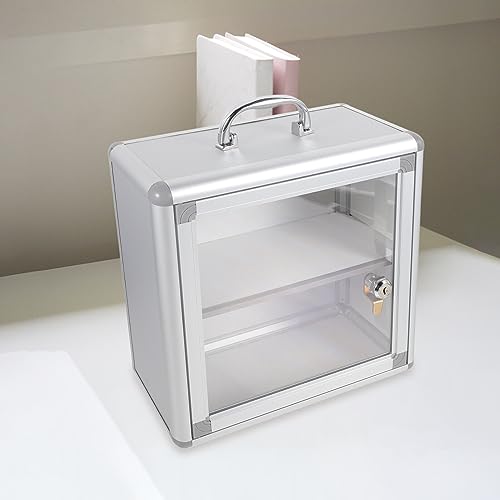 LALAFINA First Aid Medicine Storage Box Metal Medicine Case Household Medicine Cabinet Family Emergency Kit Box For Travel Car Home