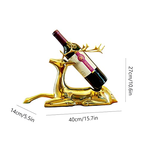 DISHENGZHEN Wine Storage Racks Wine Bottle Holder, Pure Copper Elk Single Wine Rack Creative Animal Sculpture, Wine Storage Rack for Home and Off