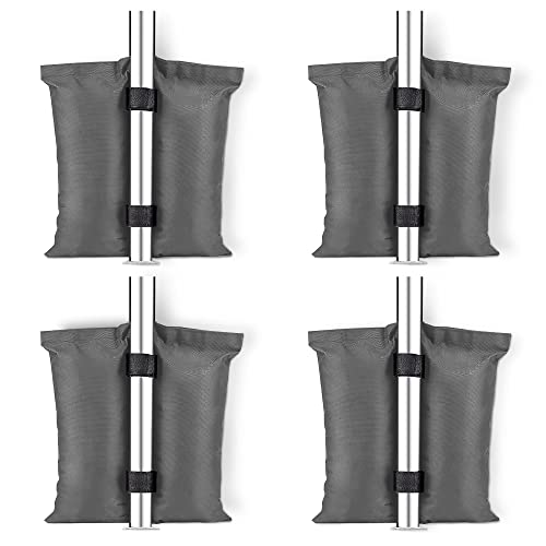 KEPLIN 4pk Weight Bags for Gazebo & Tents, Heavy Duty Secure Feet Bags with Velcro Straps for Canopy, Umbrella, Trampoline, Patio Shelters | Fill
