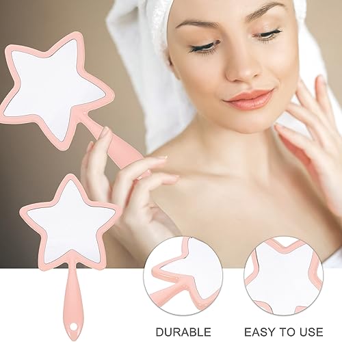 FOMIYES 1Pcs Handheld Mirror Five-pointed Star Shaped Handle Mirror Woman Makeup Mirror Handhold Travel Mirror with Handle (Random Color)