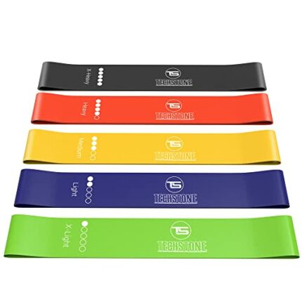 TechStone Resistance Bands Set for Men and Women, Pack of 5 Different Resistance Levels Elastic Band for Home Gym Long Exercise Workout – Great F
