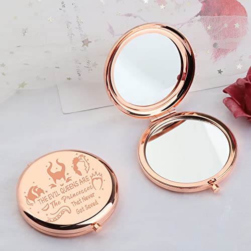 CENWA Villains Movie Pocket Mirror Evil Queen Fans Gifts The Evil Queens Are The Princesses That Never Got Saved Compact Mirror (Never Got Saved