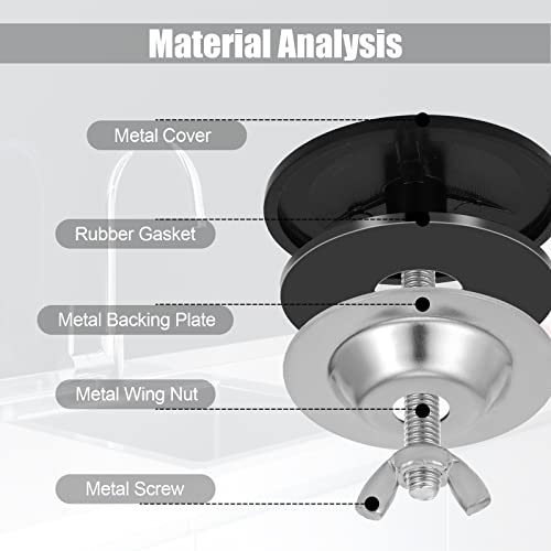 Kitchen Sink Hole Covers, 2 inch Stainless Steel Sink Tap Hole Plug Matte Black Faucet Hole Cover Kitchen Sink Hole Cap for Leakage Prevention