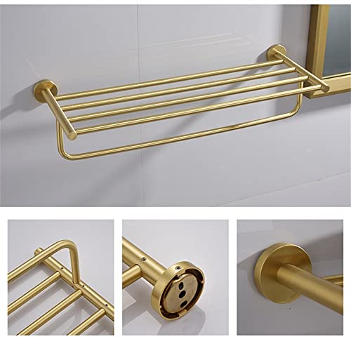 HIGOH Towel Racks,Bathroom Towel Rack Wall Mounted Towel Holder,Bath Hardware Copper Towel Rack,Bathroom Shelf,Towel Holder,Brushed Brass