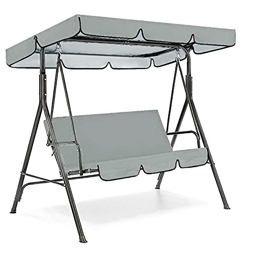 NJGRAE Swing Cushion Cover, Waterproof 3 Seater Swing Seat Cover Bench Cushion Covers Chair Protection for Outdoor Garden Patio Hammock (Gray)