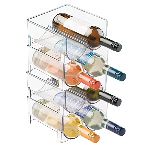 mDesign Ultra Modern Wine Rack - Crystal Clear Bottle Rack - Horizontal Wine Holder Extends Wine and Cork Life - 4 Stackable Wine Racks - 2 Bottl