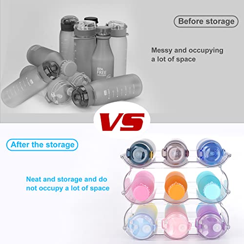 MEHUKOJ Stackable Water Bottle Organizer for Cabinet Kitchen Pantry Organization and Storage Cabinet Organizer - Plastic Wine Racks Fridge Organi