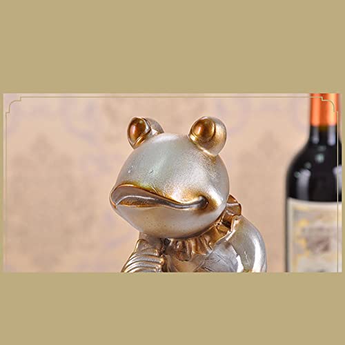 DISHENGZHEN Wine Rack Nice Restaurant Decor Resin Crafts, Cart Frogfigurine Shaped Wine Bottle Holder, Wine Rack shelf Resin Sculpture Practical