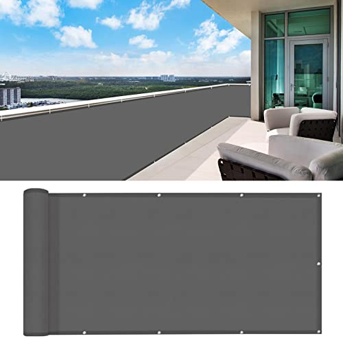 HENG FENG Balcony Screen Privacy Screen 90X500cm PES,UV and Weatherproof for Garden Terrace No Drilling With Ties,Anthracite