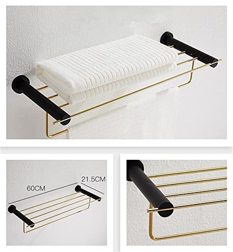 HIGOH Towel Racks,Bathroom Towel Rack Wall Mounted Towel Holder,Bath Hardware Solid Brass Towel Rack,Towel Bar,Towel Holder,Nail Punched Bathroom