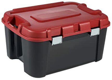Allibert 229230 Plastic Totem Storage Trunk with 4 Wheels, 140L, Black/Red (79.7 x 59.7 x 40.79cm)