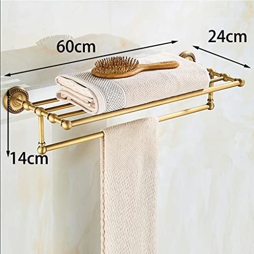 HIGOH Towel Racks, Bathroom Towel Rack Wall Mounted Towel Holder,Antique Towel Rack,All Copper Bathroom Towel Holder,European Bathroom Hardware,B