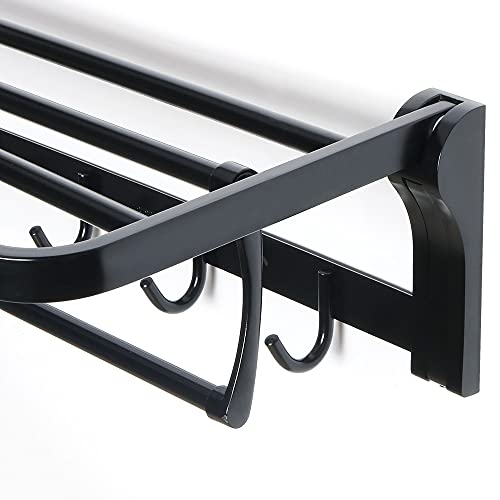 HIGOH Towel Racks,Bathroom Towel Rack Wall Mounted Towel Holder,Towel Rack,Bathroom Folding Shelf with Swing Towel Bar and Hooks,Heavy Duty Wall