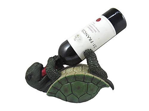 DWK-HD36917 – Outstanding 11.5 Inch Turtle Wine Bottle Holder Figure - Home Decor Sculpture Decoration with Amazing Detail - Decorative Nautical