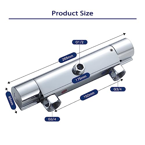 Solepearl Chrome Thermostatic Shower Mixer, Round Wall Mounted Thermostatic Shower Mixer Bar Valve Anti Scald, Modern Solid Brass Hot & Cold Wate