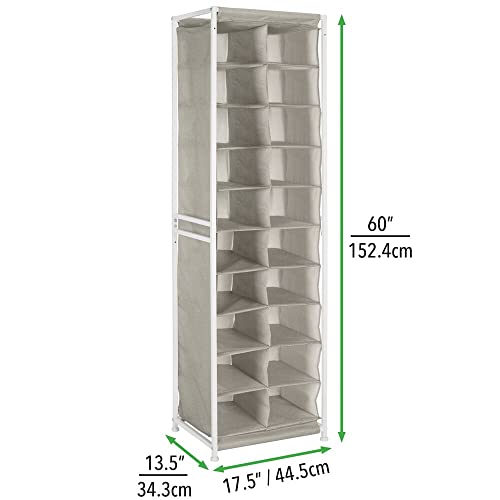 mDesign Shoe Rack – Practical Canvas Storage Cubes with Metal Frame for Hallway or Storeroom – Canvas Storage Unit with 20 Compartments – Linen/T
