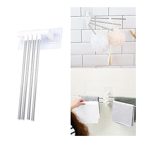HIGOH Towel Racks, Towel Rail for Bathroom,Bathroom Hand Towel Holder,Rotating Towel Holder,Wall Mounted Towel Hanger,Swivel Rack 4 Bar Bathroom