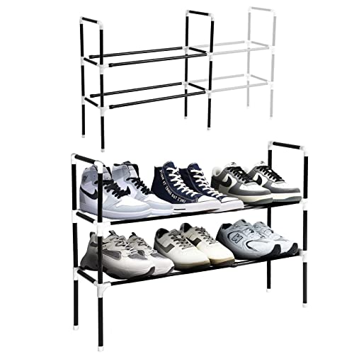 Kacimil Shoe Rack, Adjustable Shelf Shoe Organizer, Expandable Shoe Rack for Closet, Entryway Shoe Storage, Free Standing Stackable Sturdy Metal