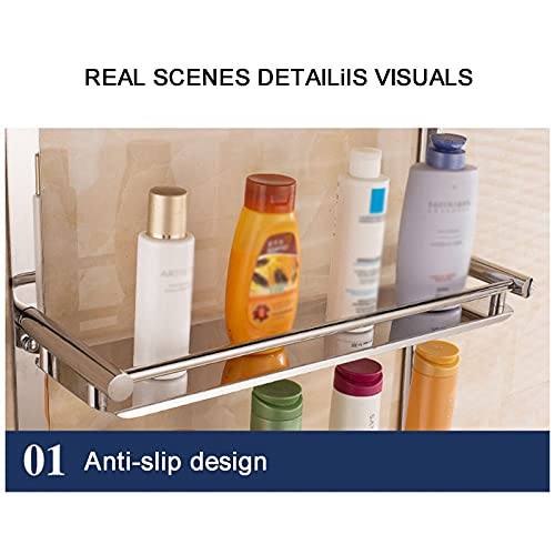 FVRTFT Bathroom Shelf Bathroom Glass Shelf Housewares Glass Bathroom Shelf With Chrome Fixings Tempered Glass 3 Layers (Size : 40Cm)