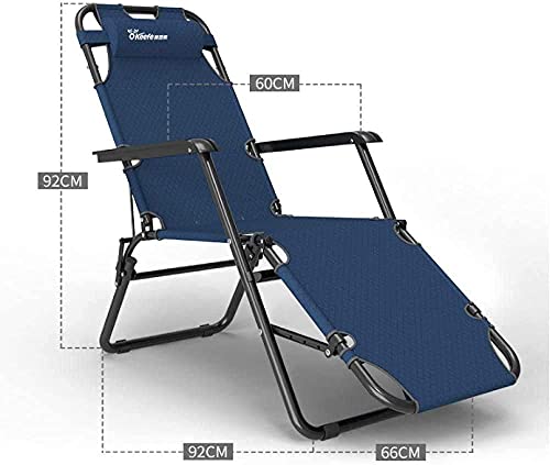 FWZJ Patio Chairs Reclining For Heavy People Folding Deck Chairs Sunbeds For Camping And Gardens Outdoor Camping Chairs-Navy+Cotton Pad-Navy+cott