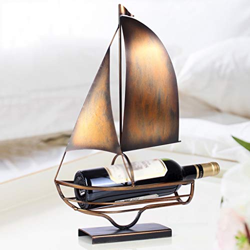 ZYZMH Sailing Wine Bottle Holder Iron Art European Creative Wine Rack Classic Bottle Storage Holder Practical Decoration