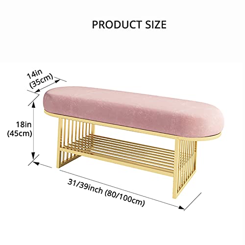 Luxurious Entryway Bench with Golden Shoe Rack,Velvet Shoe Bench Upholstered Bench Seat,Modern Shoe Rack Bench Shoe Storage Bench Shoe Organizer-