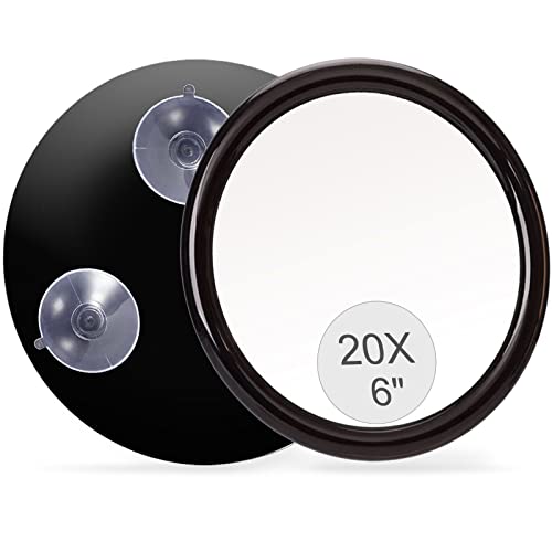 MIYADIVA Magnifying Mirror with Suction Cups - 20X Magnification for Precise Makeup Application and Eyebrow Tweezing, Portable and Compact Travel