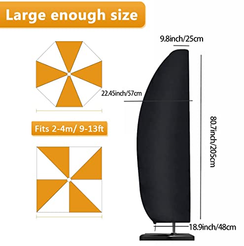 Emwel 205cm high Parasol Cover, Oxford Fabric Waterproof Parasol Cantilever Umbrella Cover with Zipper Garden Outdoor Umbrella - Black