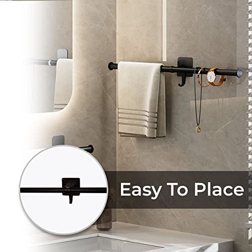 eeee Aluminum, Stainless Steel Self Adhesive Kitchen or Bathroom Towel Rail Wall Mounted Towel Holder Bath Towel Rail for Bathroom Matte Black Mo