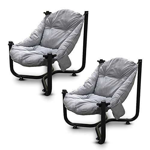 METALLIC TURTLE Comfort Chairs Set of 2 Garden Lounge Patio Camping Chairs Balcony Furniture, Conservatory Sofa (Grey)